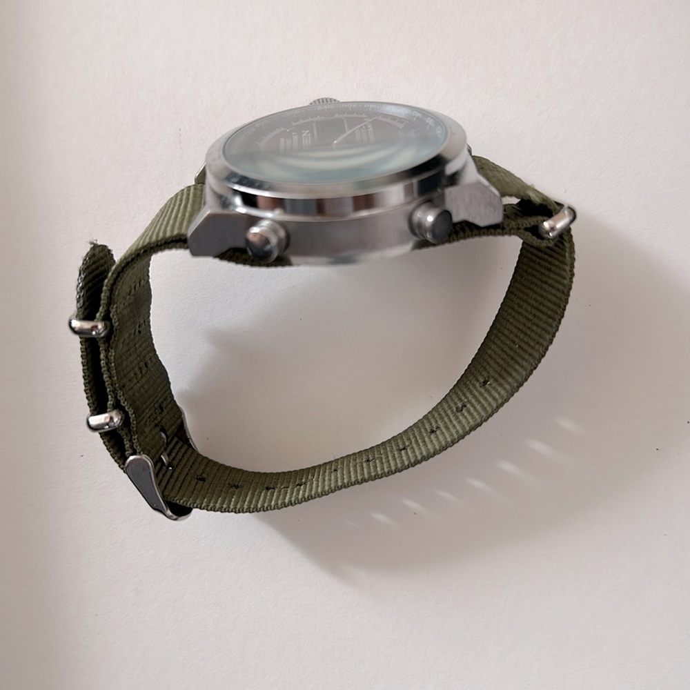 Ohsen Men's Military Army Green and Silver Watch Quartz Nylon Wristband - Picture 9 of 9